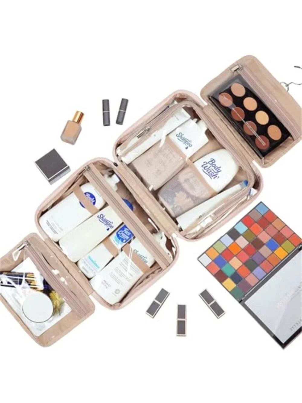 Travel Toiletry Bag for Women, Makeup Essentials Organizer, Hanging Case